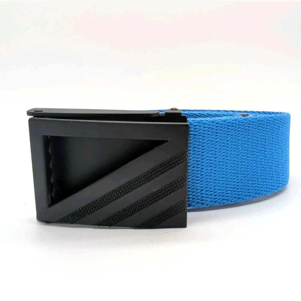 ADIDAS Golf Reversible Web Belt Blue One Size Clamp Buckle Black Cut Length NWOT